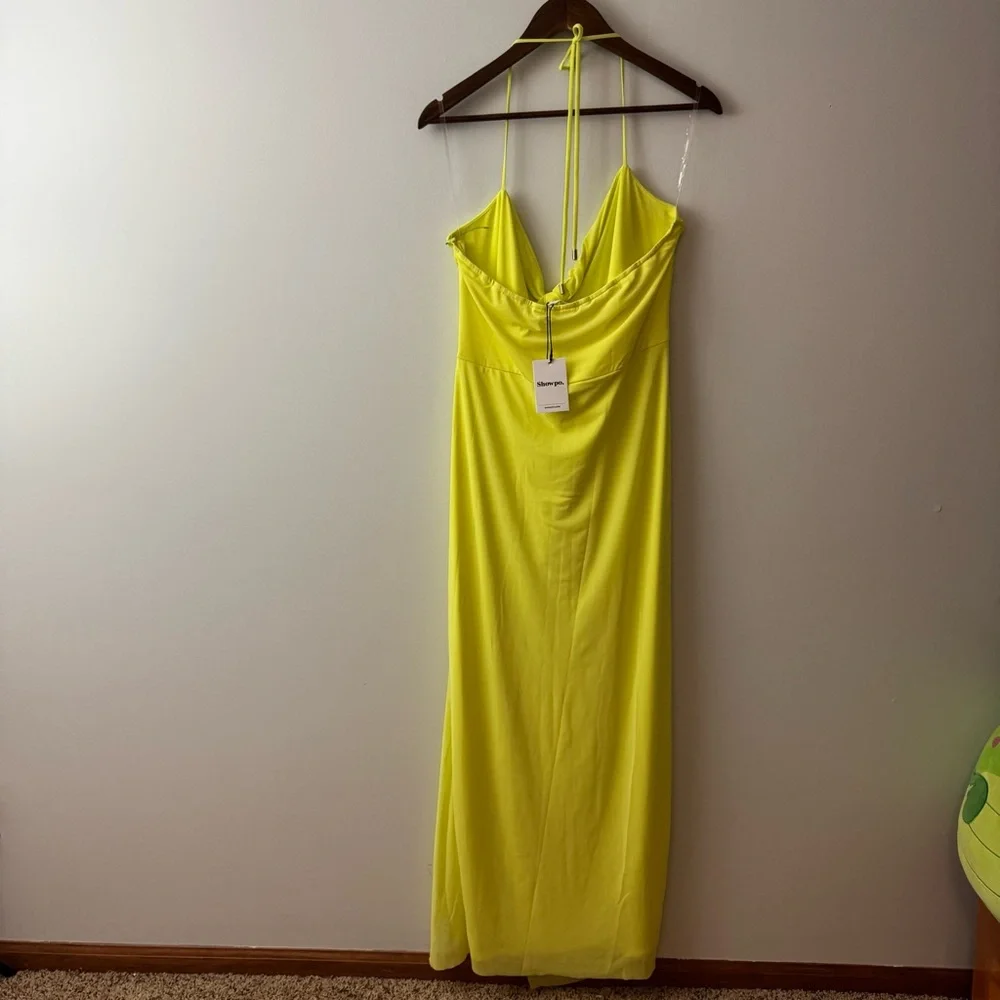New!! Showpo Halter Ruched Side Split Dress in Citrus Size 14 - Picture 5 of 10